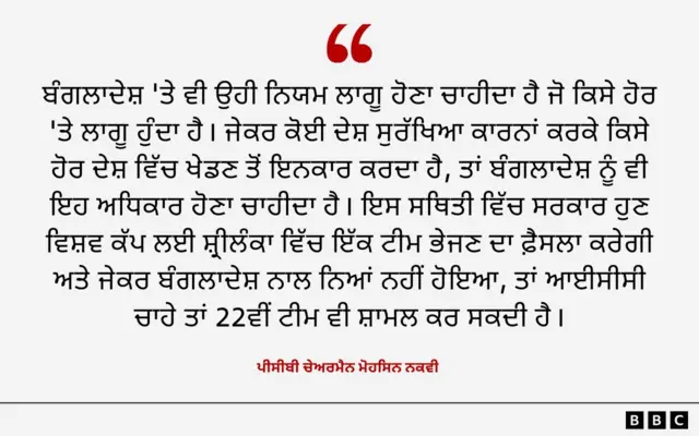 ਪੀਸੀਬੀ ਚੇਅਰਮੈਨ ਮੋਹਸਿਨ ਨਕਵੀ