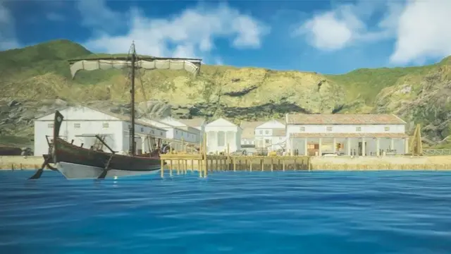 Reconstrução 3D de píer de cidade antiga