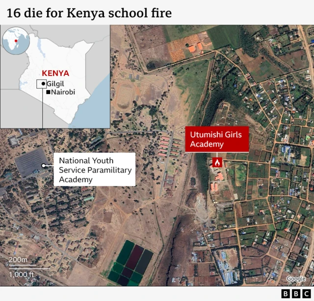 Kenya school fire map