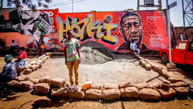 A mural in Nairobi, Kenya, by Mr Detail Seven depicts George Floyd