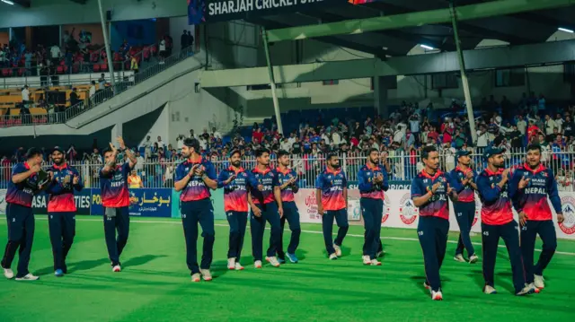 वेस्ट इन्डिजसँग यूएईमा खेलेको नेपाली क्रिकेट टोली