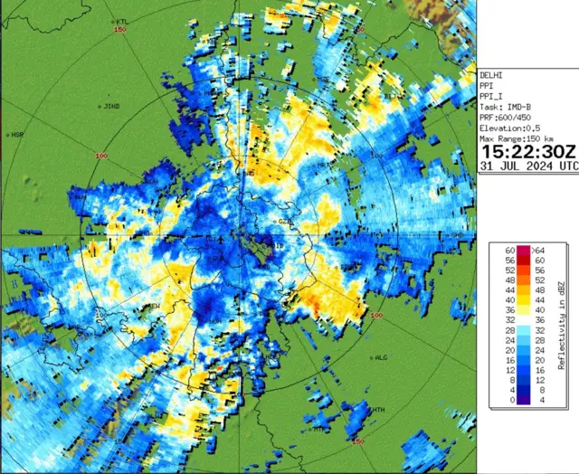 दिल्लीचं रडार चित्र