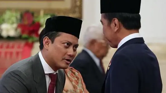 Thomas Djiwandono saat dilantik menjadi Wakil Menteri Keuangan oleh Presiden Joko Widodo di Istana Negara, Jakarta, Kamis 18 Juli 2024. Thomas Djiwandono merupakan Bendahara Umum Partai Gerindra sejak 2014. 
