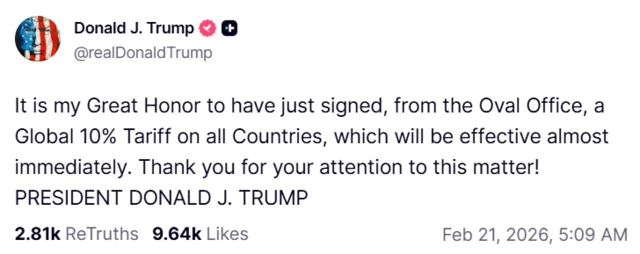 ਟਰੁਥ ਸੋਸ਼ਲ 'ਤੇ ਡੌਨਲਡ ਟਰੰਪ ਦੀ ਪੋਸਟ