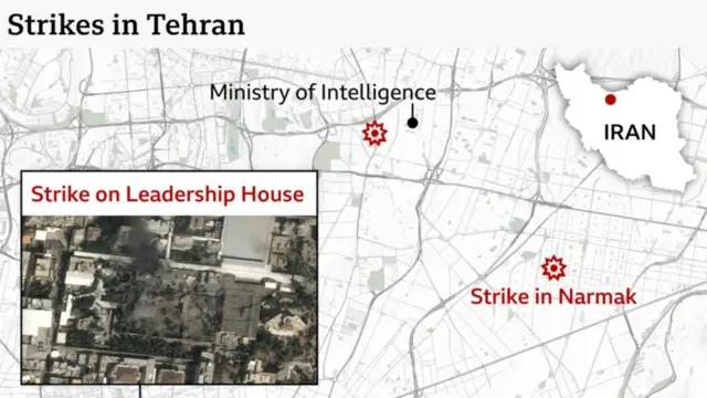 Map wey show strike for Tehran