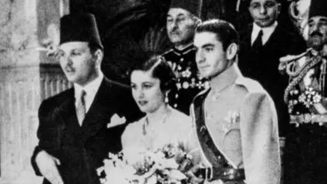 रज़ा पहलवी उनकी पत्नी राजकुमारी फ़ौज़िया और मिस्र के राजा फ़ारूक