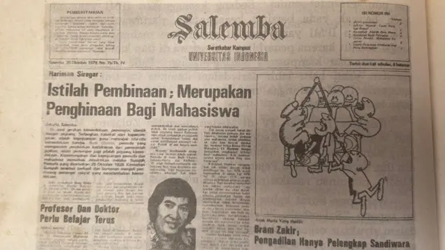 NKK/BKK, normalisasi kehidupan kampus, UI, Salemba, 1979, pers mahasiswa, koran kampus Salemba UI.