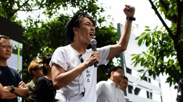 Jimmy Sham spoke to the media during the anti-extradition bill march on 12 June 2019