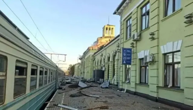 Разбомбленная станция Лозовая в августе 2025 года