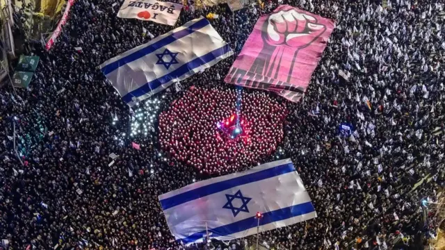 Protests against Israeli government's judicial overhaul in Tel Aviv, Israel. Photo: 11 March 2023