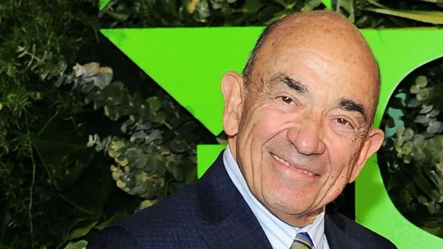 O juiz Alvin Hellerstein, de terno e gravata listrada, contra um fundo geométrico verde e folhagem