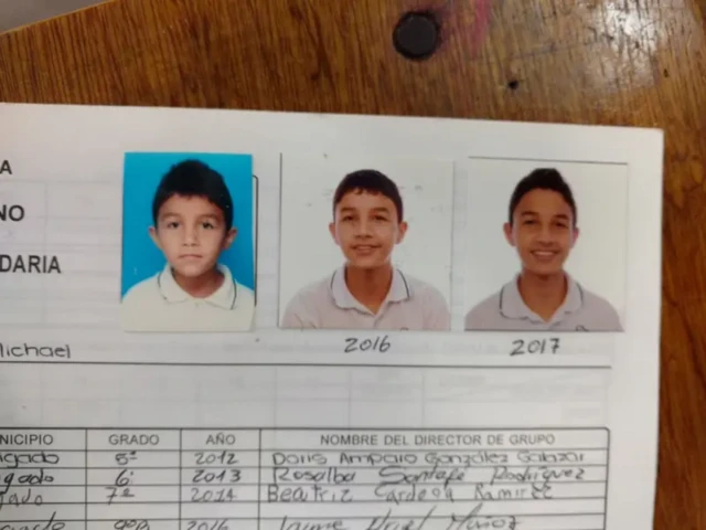 مدرکی که روی آن عکس مایکل طی ۲۰۱۲ تا ۲۰۱۷ الصاق شده