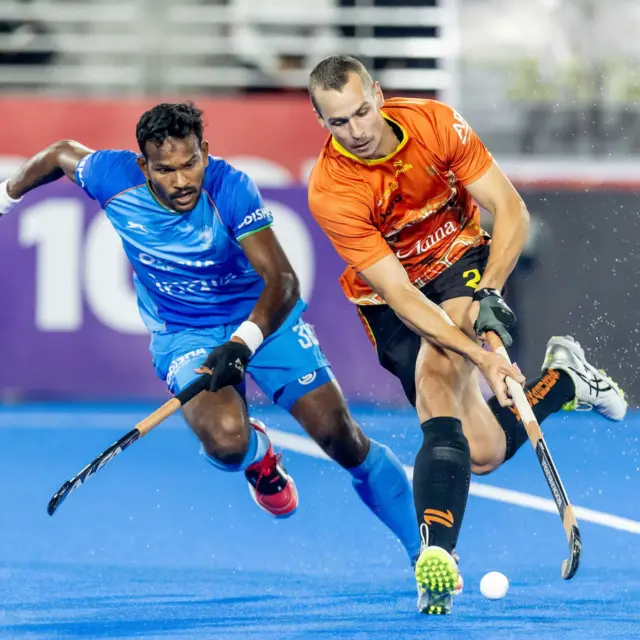 एफ़आईएच प्रो लीग के एक मैच में भारतीय खिलाड़ी
