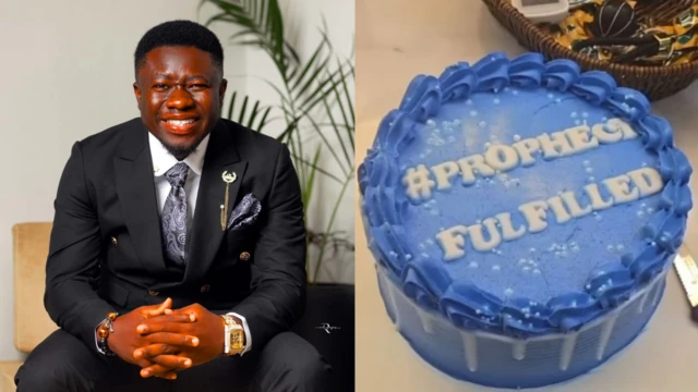 Collage foto of Prophet Worlasi wit cake