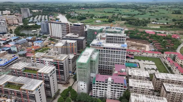 A drone shot of Shwe Kokko