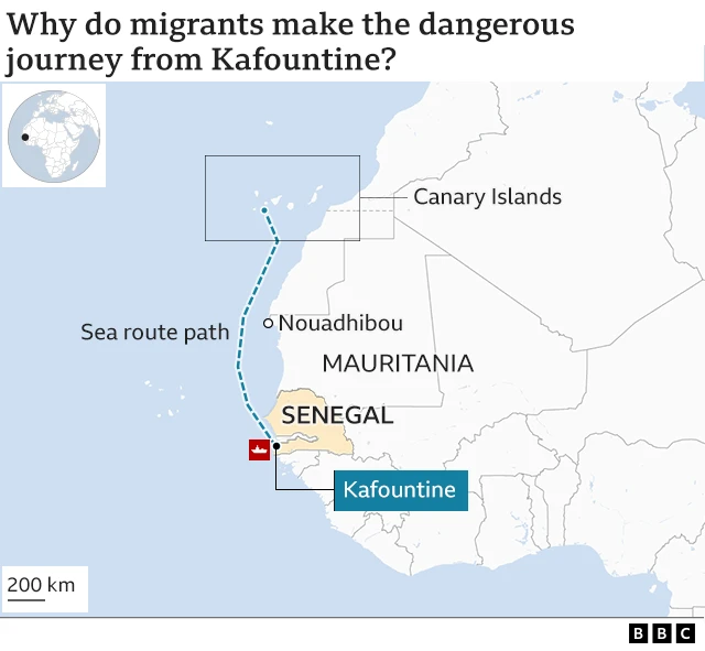 కఫౌంటైన్ నుంచి కానరీ దీవుల వరకు మ్యాప్