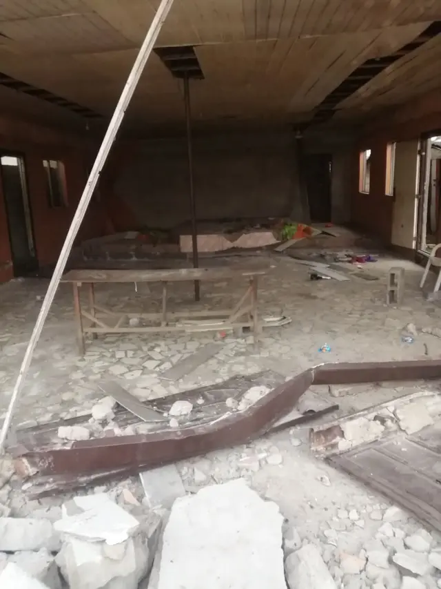 Destroyed church building