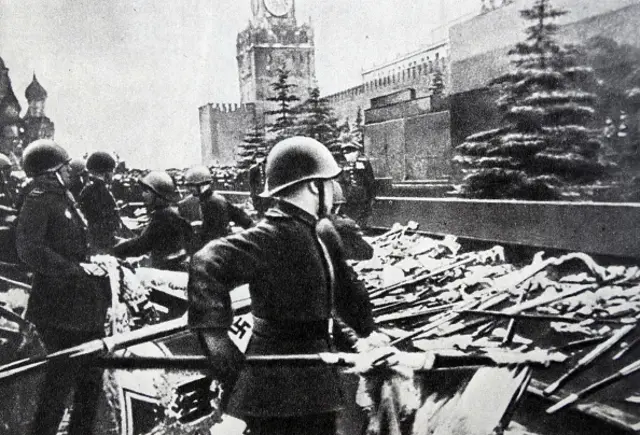 At the Moscow Victory Parade of 1945, marking the defeat of Nazi Germany