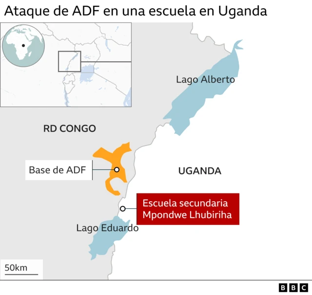 Mapa que muestra el sitio del ataque