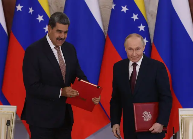 Putin e Maduro na Rússia em maio deste ano
