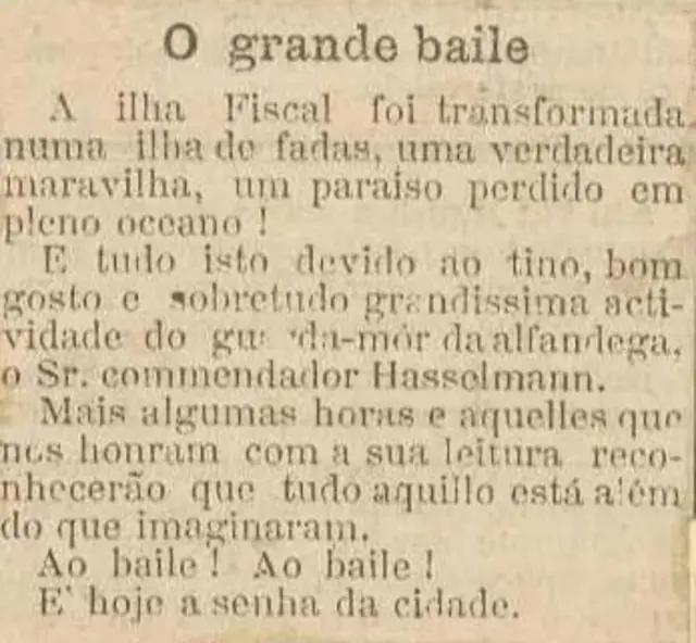 Recortefreebets gratisjornal sobre baile da Ilha Fiscal