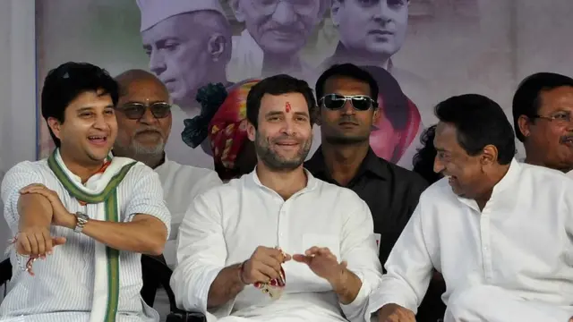 જ્યોતિરાદિત્ય સિંધિયા , રાહલુ ગાંધી અને કમલનાથ