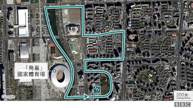 Map of Beijing street circuit imagined by the BBC