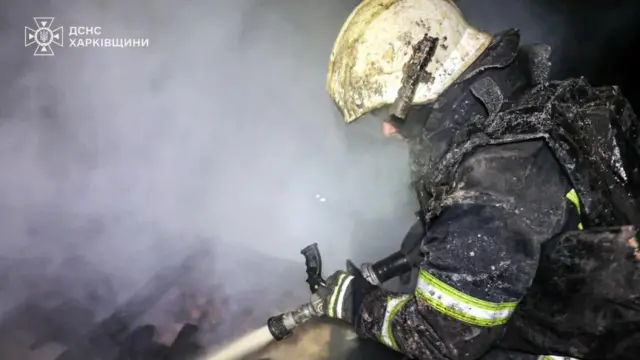 рятувальник гасить пожежу 