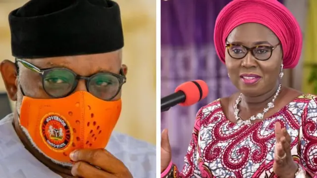 Aworan Gomina Akeredolu ati iyawo rẹ