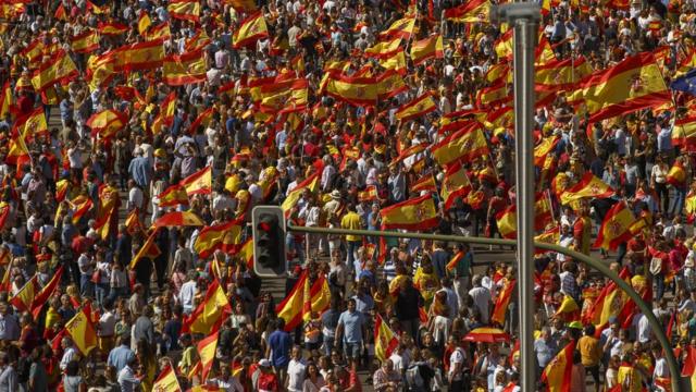 2017年10月7日，西班牙首都马德里支持统一的集会。
