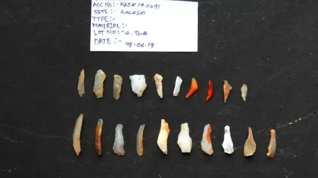 குகையில் கண்டறியப்பட்ட நுண் கற்கருவிகள்.