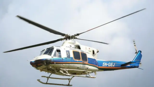 Police helicopter on patrol during di governorship election for Anambra state, 2021