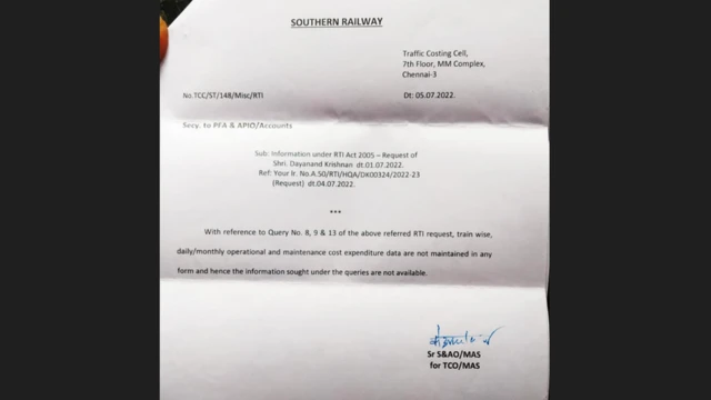 தகவல் உரிமை சட்டத்தின் கீழ் பதில்