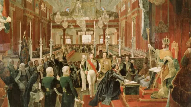 Coroação de Dom Pedro I como Imperador do Brasil: pintura de Jean-Baptiste Debret (1822)