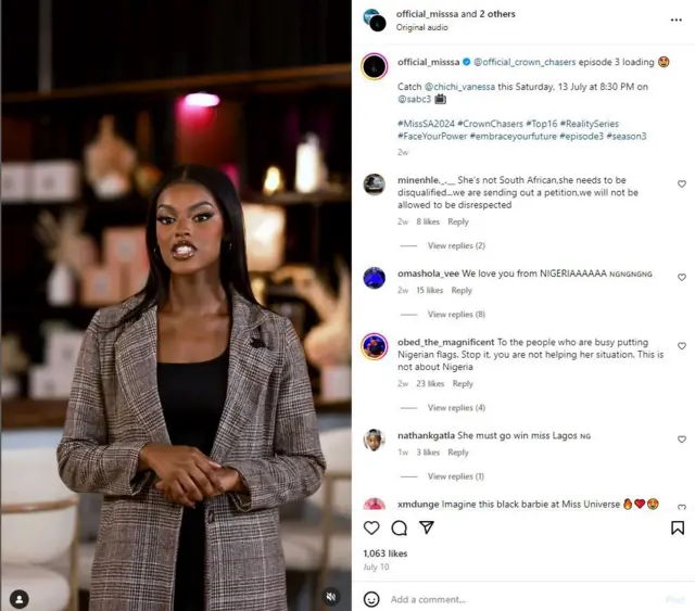 Screenshot show comments around Chidinma eligibility to contest