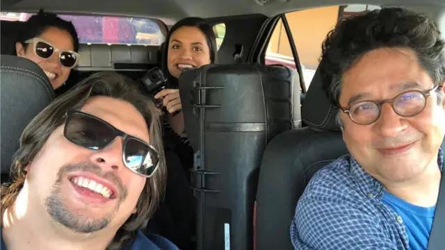 Los cuatro miembros del grupo que emprendió el viaje de Hablas Español.
