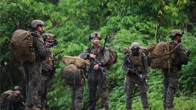 Philippine-US Marines hold joint jungle survival drill, Maguindanao, Philippines - 12 Apr 2024