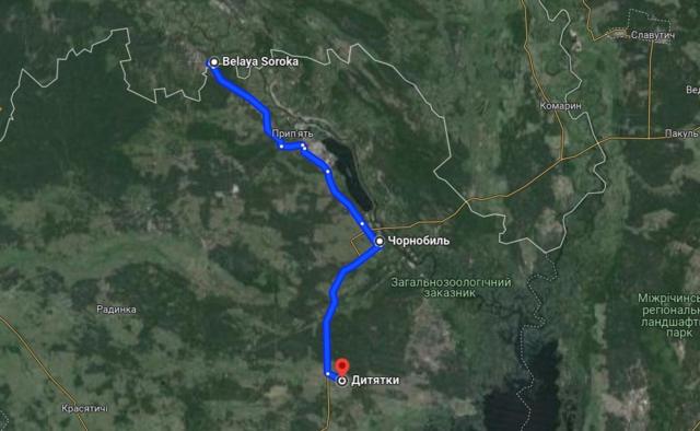 Маршрут просування росіян через Чорнобильську зону в напрямку Києва