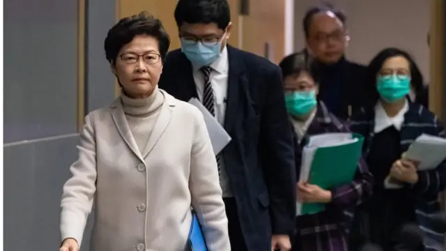 林郑月娥在记者会上没有带口罩。