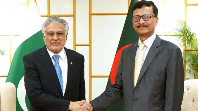 রোববারের বৈঠকের পর পাকিস্তানের পররাষ্ট্রমন্ত্রী ইসহাক দার এবং বাংলাদেশের পররাষ্ট্র উপদেষ্টা তৌহিদ হোসেন