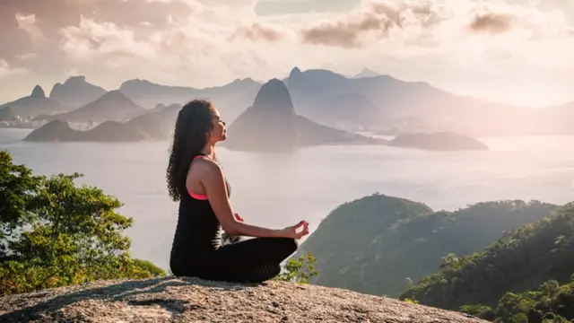 Mulher meditanto no Riofutebol ao vivo inJaneiro