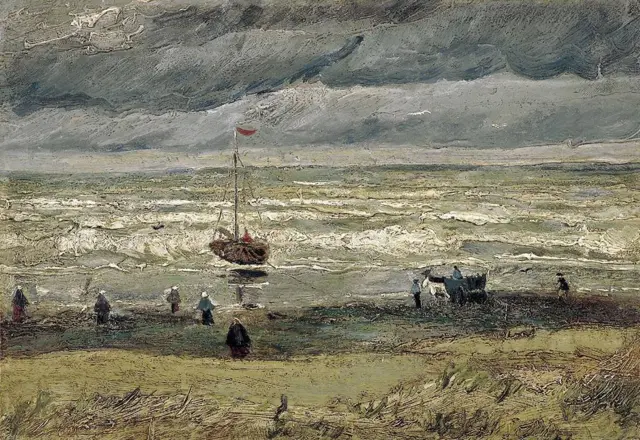 "A praiaroleta com porcentagemScheveningen durante uma tempestade", Vincent van Gogh, 1882