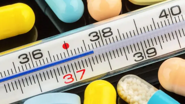 Gambar termometer dan tablet. 