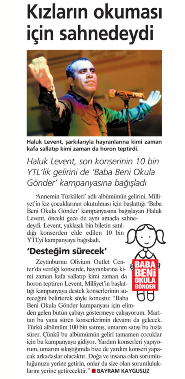 13 Kasım 2005 tarihli Milliyet gazetesi küpürü