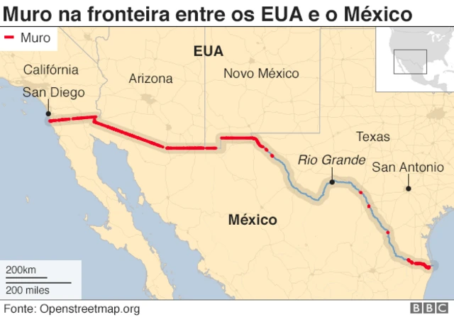 muro na fronteira