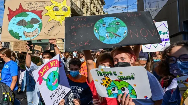 Manifestación de niños por el cambio climático