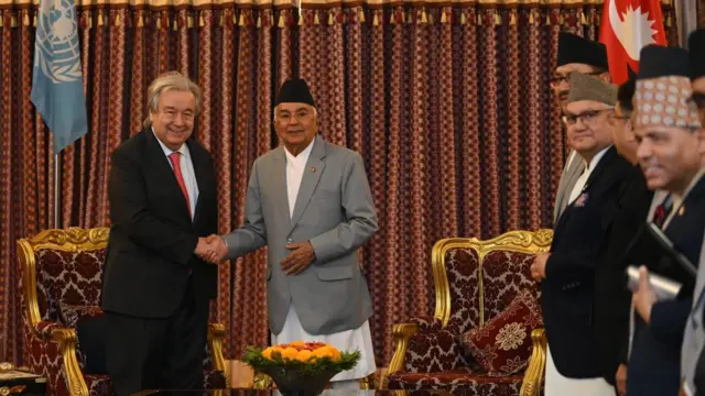राष्ट्रपति रामचन्द्र पौडेललाई भेट्न शितलनिवास पुगेका राष्ट्रसङ्घका महासचिव गुटेरस 