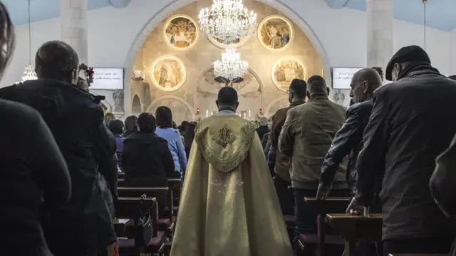 ዌስት ባንክ፡ ድንግል ማርያም ከናዝሬት ወደ ቤተልሄም ስትጓዝ እረፍት እንዳደረገችበት በሚታመንበት ቪዚቴሽን ቤተ-ክርስቲያን ሃይማኖታዊ ሥነ-ስርዓት ሲካሄድ።