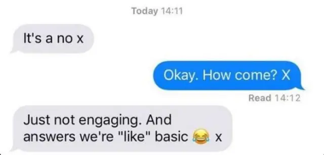 Megan ve restoranın mesajları