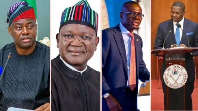 Gov. Seyi Makinde, Gov. Samuel Ortom, Gov. Babajide Sanwo-Olu and Abubakakar Malami SAN